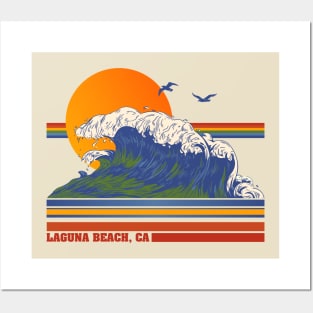 Retro Laguna Beach CA 70s Style Tourist Souvenir Posters and Art